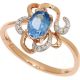 585 Russisches Gold Blautopas Ring mit Brillanten