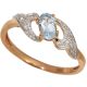 585 Russisches Gold Blautopas Ring mit Brillanten