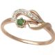 Exklusiver Ring mit Damenring mit Smaragd 0,074 ct. und Brillanten 0,053ct, russisches 585er Rotgold