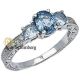 925er Silber Ring mit den blauen und weißen Zirkonia Steinen