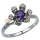 925er Silber Ring mit den violett und weißen Zirkonia