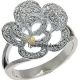 925er Silber Blüten-Ring mit Zirkonia Steinen