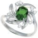 925 Silber Ring mit grünem und weißen Zirkonia Steinen