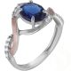 Bicolor Ring mit blauen Zirkonia Stein