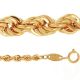 585-er Gelbgold hohl gearbeitete Kordel Halskette mit Federring