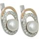 Ohrringe mit echten Perlen und Zirkonia, 925er Silber und 375er Gold