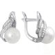 Ohrringe mit echten Perlen ca. 8-8,5 mm und 32 Zirkonia, 925er Silber