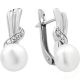 Ohrringe mit echten Perlen ca. 8-8,5 mm und 10 Zirkonia, 925er Silber