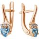 Originelle Ohrringe mit 2 blauen und 6 weißen Zirkonia Steinen aus dem russischen 585er Gold