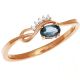 585 Russisches Gold Ring mit Blautopas London und Cubik Zirkonia