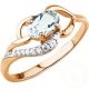 585 Russisches Gold Blautopas Ring mit Zirkonia Steinen