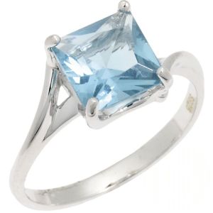 Klassischer Ring mit blauem Zirkonia in Princessschliff